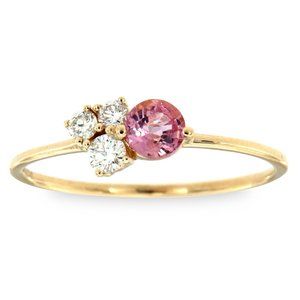 14K Yellow Gold Pink Sapphire & Diamond Ring